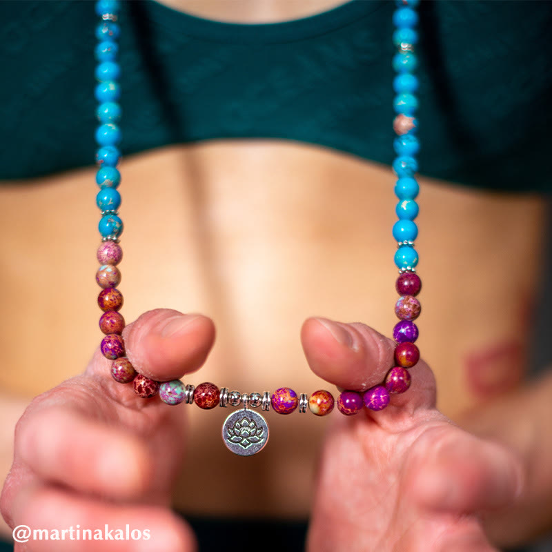 KarmaRipple's Tibetan Purple Miano Real Bead Balance Lotus Mala p9