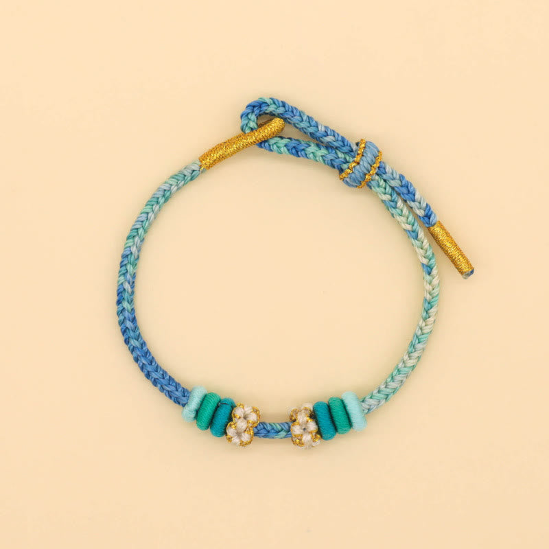 KarmaRipple's Handmade Eight Thread Peace Weave Peach Blossom Weave Fortune Rope Woven Bracelet p12