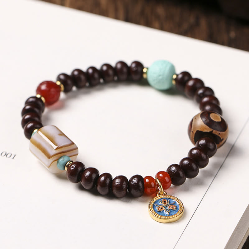 KarmaRipple's Authentic Tibet Purple Bodhi Seed Dzi Bead God of Wealth Wisdom Bracelet p5