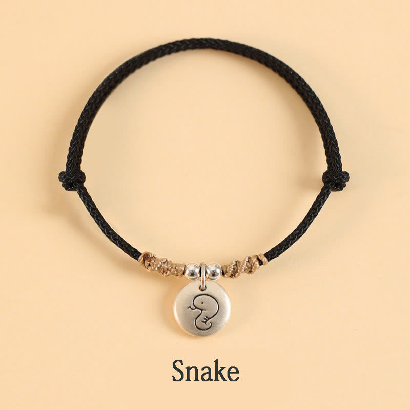 KarmaRipple's Handmade 999 Sterling Silver Year of the Dragon Cute Chinese Zodiac Fortune Woven Bracelet ( p18