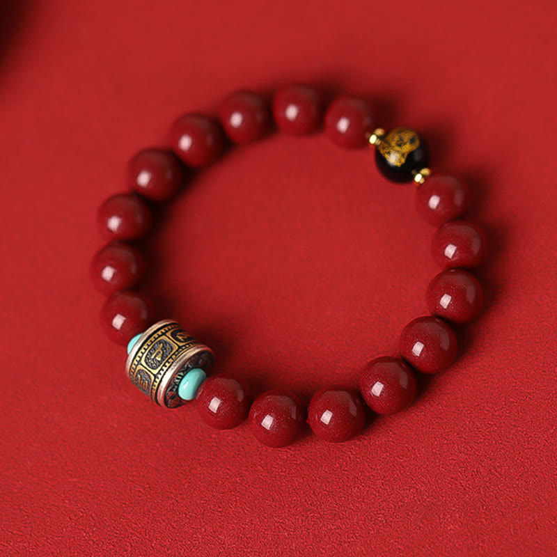 KarmaRipple's 925 Sterling Silver Chinese Zodiac Natal Buddha Cinnabar Om Mani Padme Hum Calm Bracelet p16