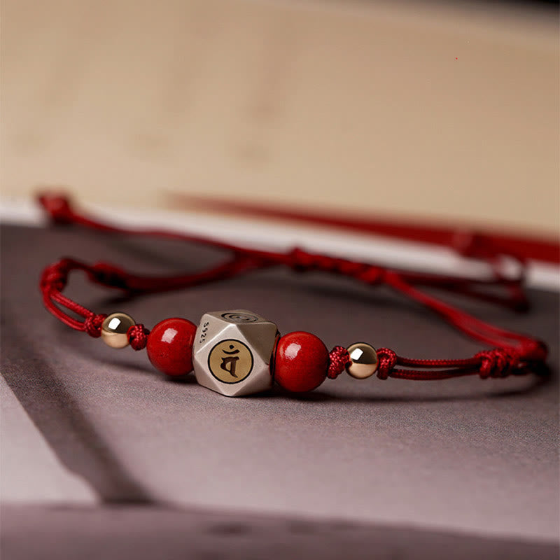 KarmaRipple's Handmade 925 Sterling Silver Chinese Zodiac Natal Buddha Cinnabar Calm Woven Bracelet p8