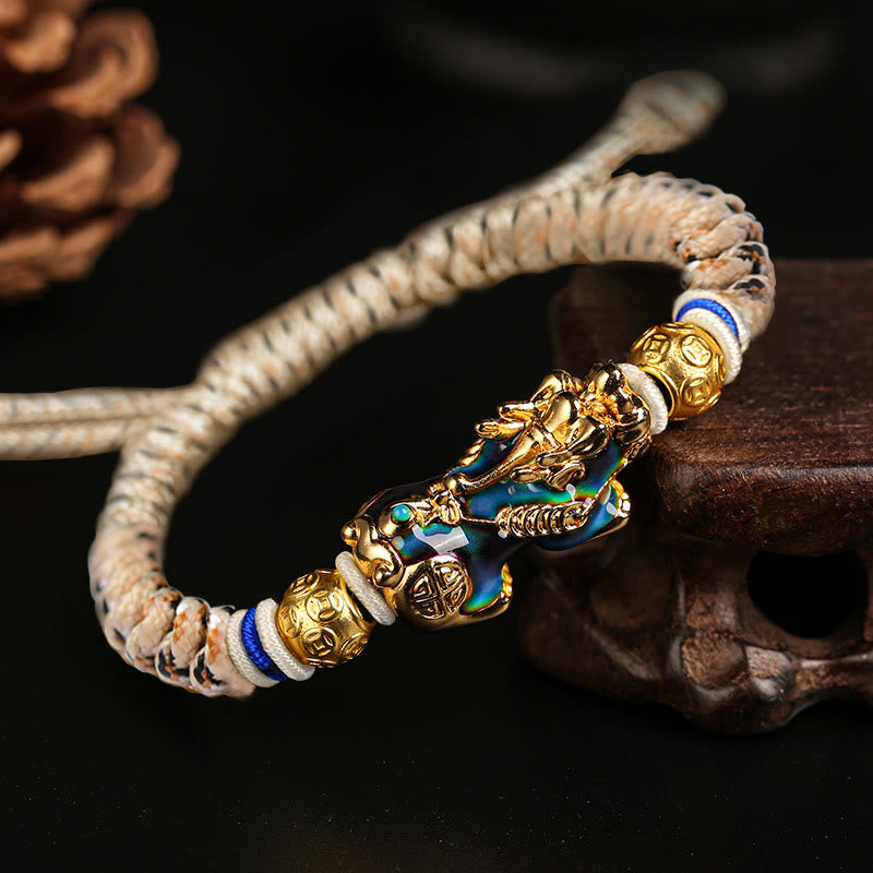 KarmaRipple's Feng Shui PiXiu Color Change Bronze Coin Beadwork Wealth String Bracelet p1