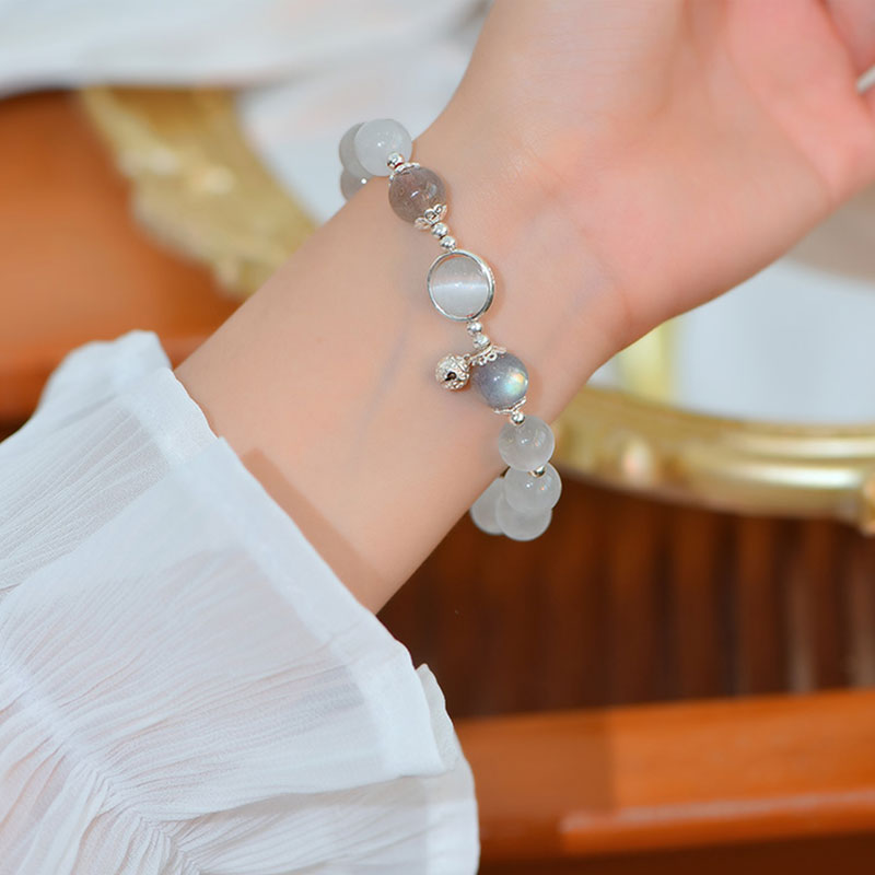 KarmaRipple's 925 Sterling Silver Cat Eye Moonstone Love Support Bracelet p3