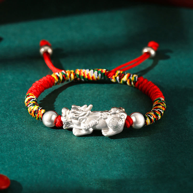 KarmaRipple's 999 Sterling Silver PiXiu Wealth King Kong Weave String Woven Kids Child Bracelet p3