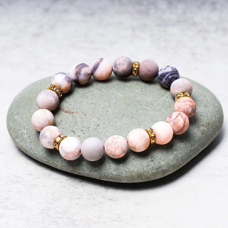 KarmaRipple's Anxiety Stress Balancing Gemstone Zebra Jasper Bead Bracelet p3