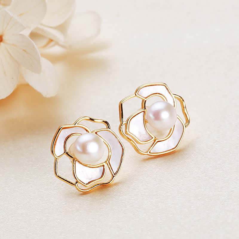 KarmaRipple's 925 Sterling Silver Pearl Camellia Pattern Happiness Pendant Necklace Earrings p8