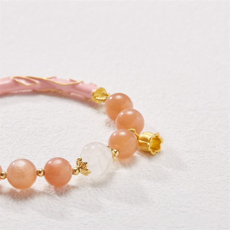 KarmaRipple's Sun Stone Golden Silk Jade Lily of the Valley Talisman Positive Bracelet Bangle p7