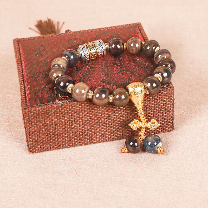KarmaRipple's Tibet Om Mani Padme Hum Prayer Wheel Dorje Vajra Engraved Glass Bead Wisdom Bracelet p12
