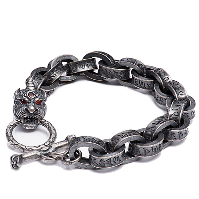 KarmaRipple's 925 Sterling Silver Dragon Kirin Om Mani Padme Hum Success Strength Bracelet Bangle p7