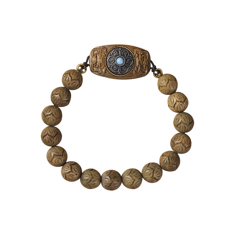 KarmaRipple's Green Sandalwood Ebony Wood Sandalwood Om Mani Padme Hum Soothing Bracelet p10
