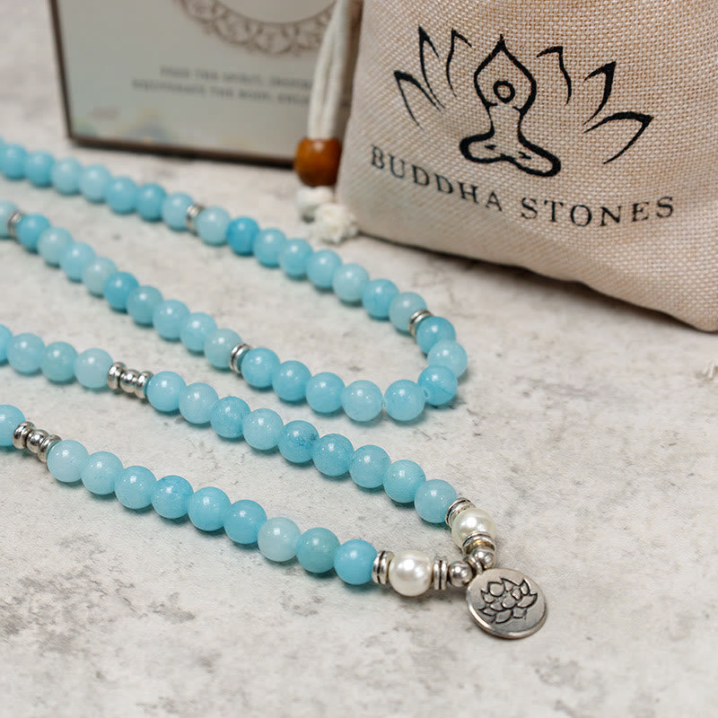 KarmaRipple's Authentic Amazonite Stone Balancing Lotus Mala Bracelet p7