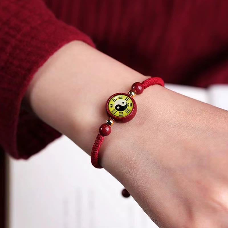 KarmaRipple's Fortunate Cinnabar Red String Yin Yang Symbol Bagua Blessing Bracelet p10