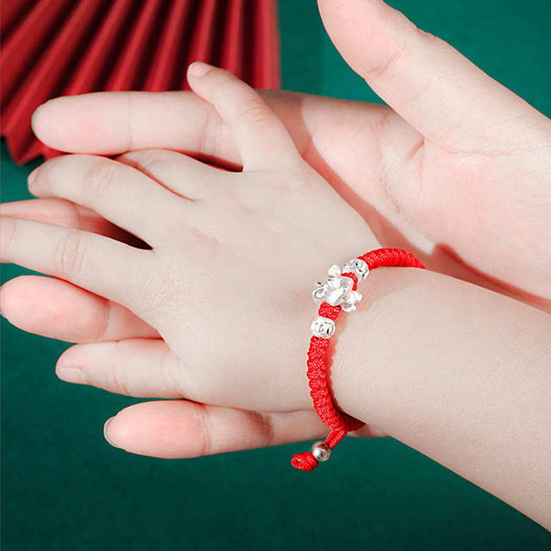 KarmaRipple's 999 Sterling Silver Chinese Zodiac Red Rope Fortune Handcrafted Kids Bracelet p16