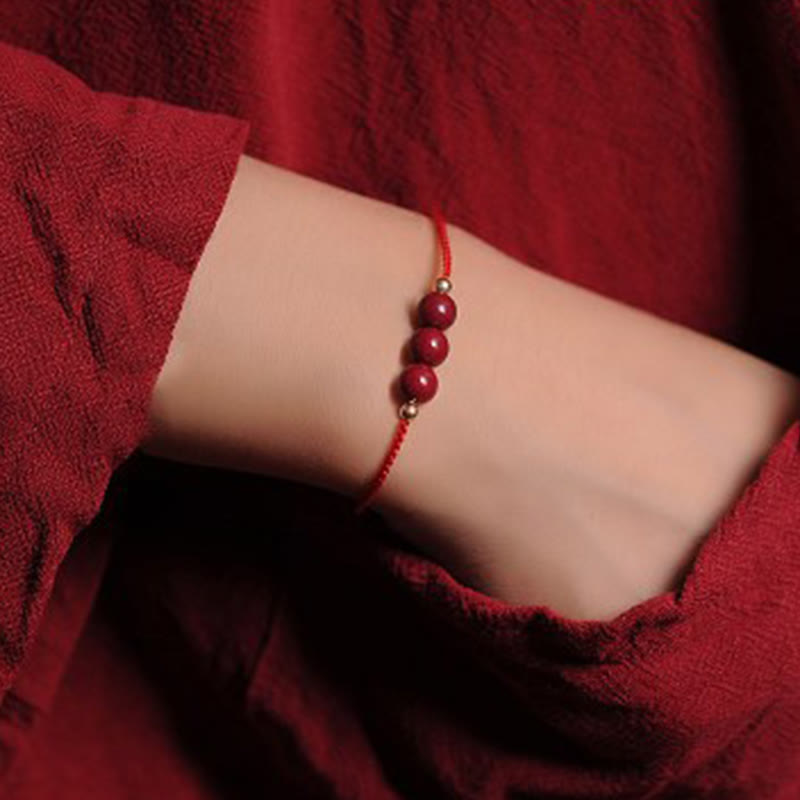 KarmaRipple's 14K Gold Plated Authentic Cinnabar Blessing String Woven Bracelet p22