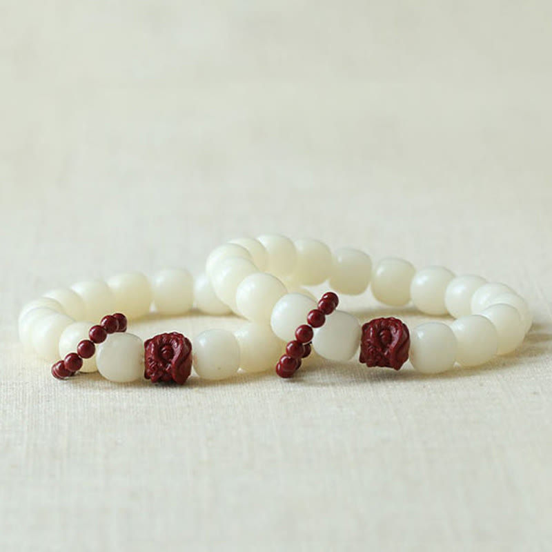 KarmaRipple's Authentic Bodhi Seed Cinnabar Dancing Lion Talisman Wisdom Balance Wrist Mala p5