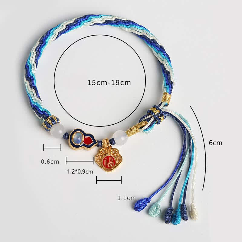 KarmaRipple's 925 Sterling Silver Handmade Gourd Blessing String Reincarnation Weave Bracelet p11