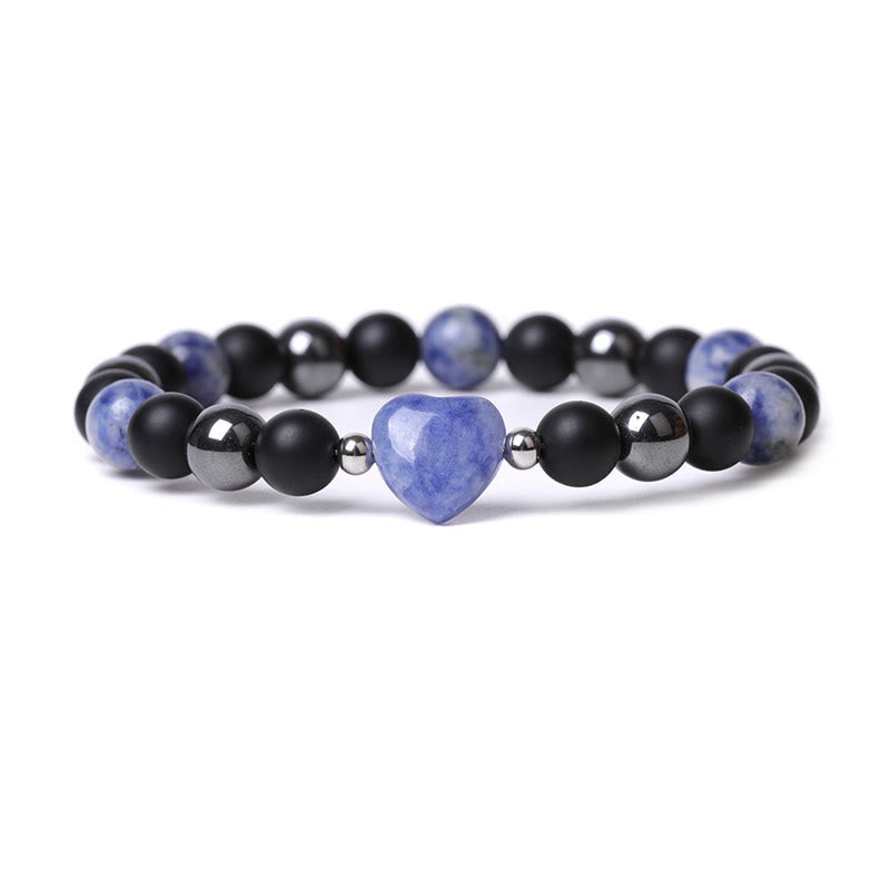 KarmaRipple's Black Onyx Tiger Eye Stone Gemstone Love Heart Protection Bracelet p32