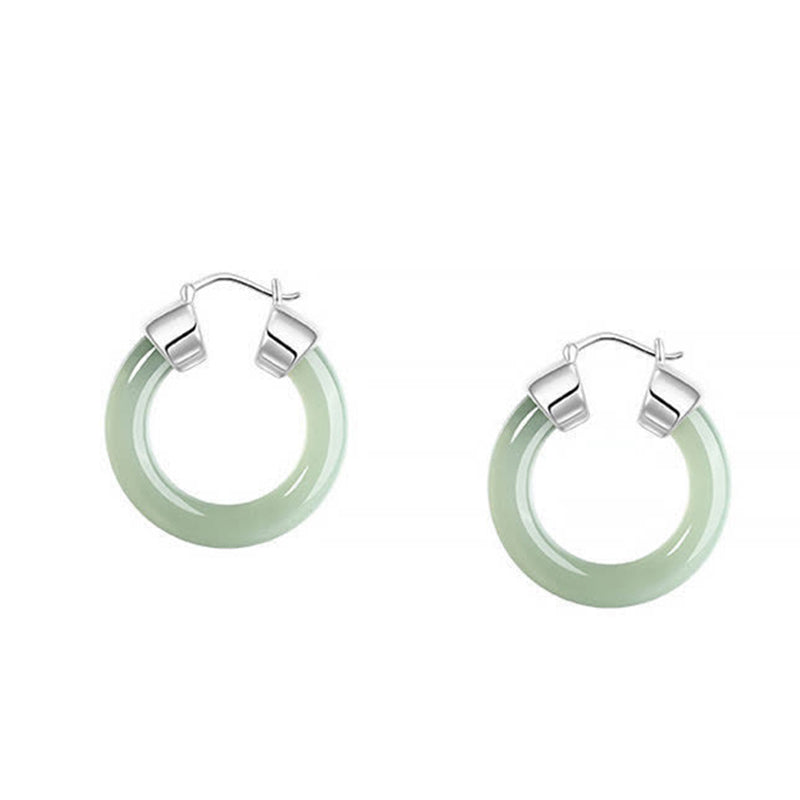 KarmaRipple's Round Jade Ivory Jade Prosperity Earrings p1