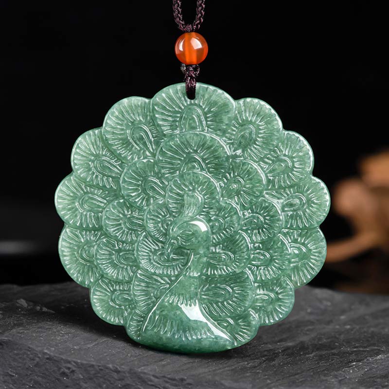 KarmaRipple's Authentic Jade Peacock Fortune Prosperity Pendant Necklace p8
