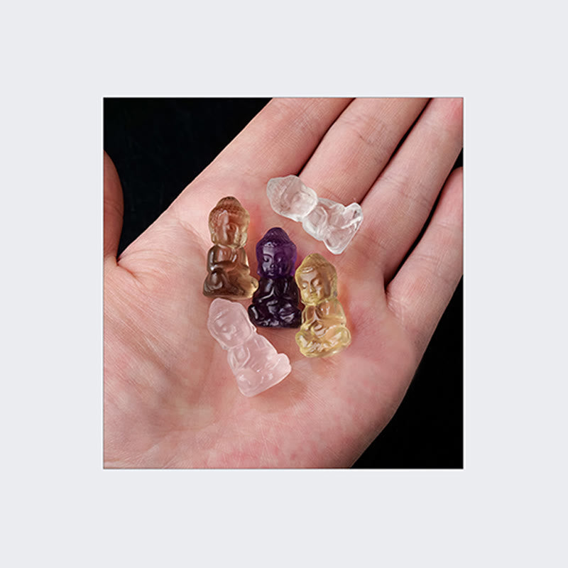 KarmaRipple's Various Gemstone Amethyst Pink Gemstone Ivory Gemstone Citrine Buddha Carved Spiritual Balancing Pendant Necklace Decoration ( p19