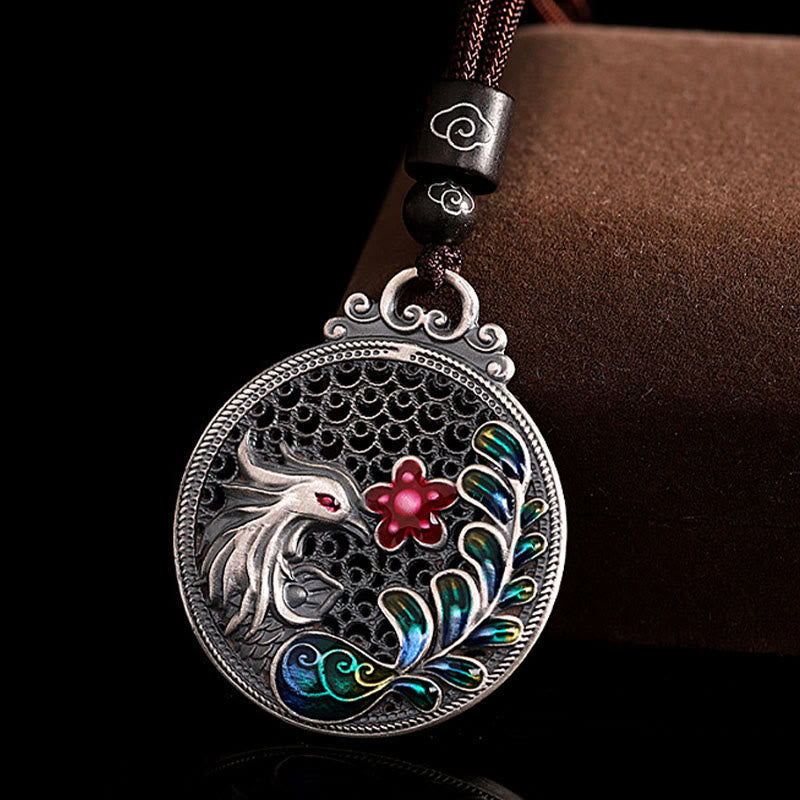 KarmaRipple's 990 Sterling Silver Phoenix Fortune Protection Pendant Necklace p6
