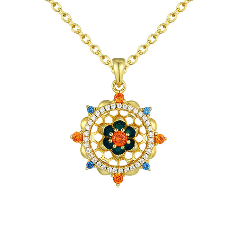 KarmaRipple's 925 Sterling Silver Lotus Flower Colorful Zircon New Beginning Pendant Necklace p5