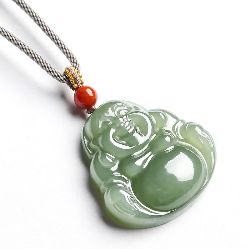 KarmaRipple's Laughing Buddha Hetian Jade Abundance Pendant String Necklace p12