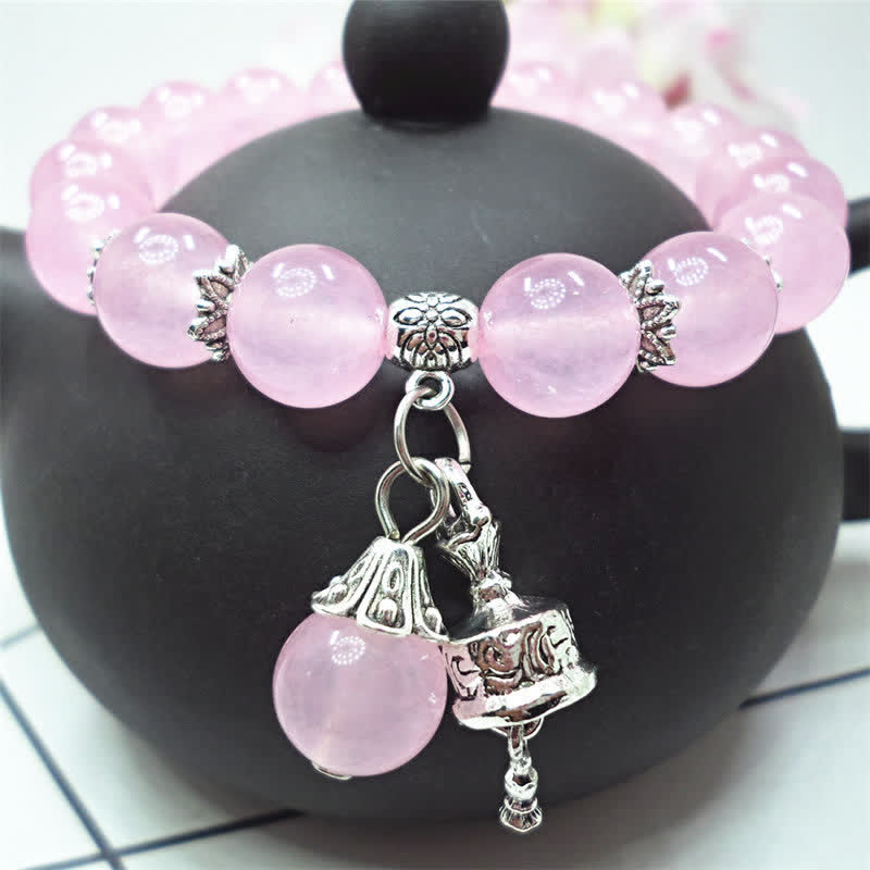KarmaRipple's Vintage Gemstone Chalcedony Stone Energy Beaded Bell Talisman Bracelet p4
