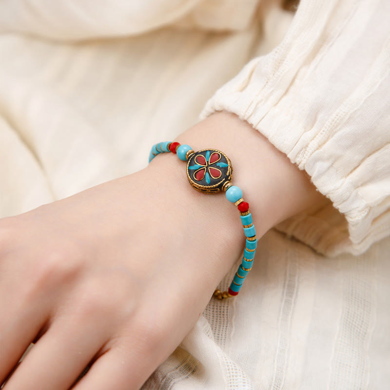KarmaRipple's Tibetan Turquoise Om Mani Padme Hum Protection Strength Bracelet p19