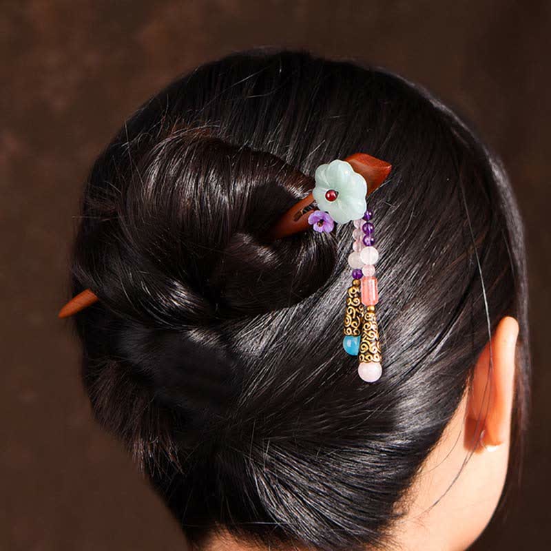 KarmaRipple's Red Sandalwood Amethyst Aventurine Protection Hairpin Decoration p8