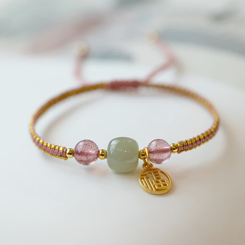 KarmaRipple's Red Agate Jade Lotus Confidence Calm String Bracelet p26