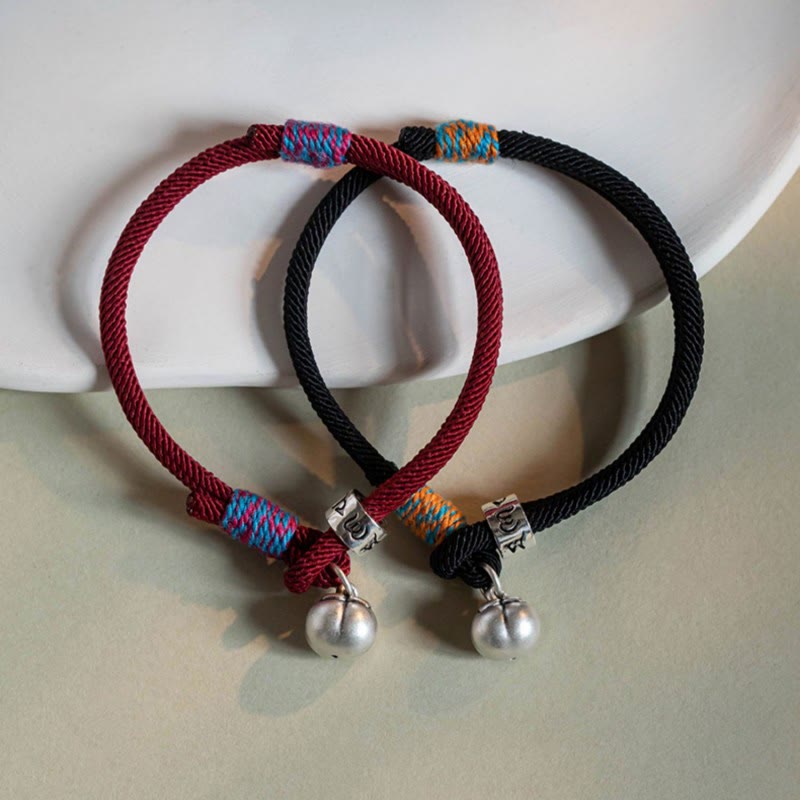 KarmaRipple's 925 Sterling Silver Tibetan Handmade Om Mani Padme Hum Persimmon Talisman Fortune Protection Woven Bracelet p3
