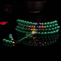 KarmaRipple's 108 Mala Beadwork Authentic Green Agate Power Support Bracelet