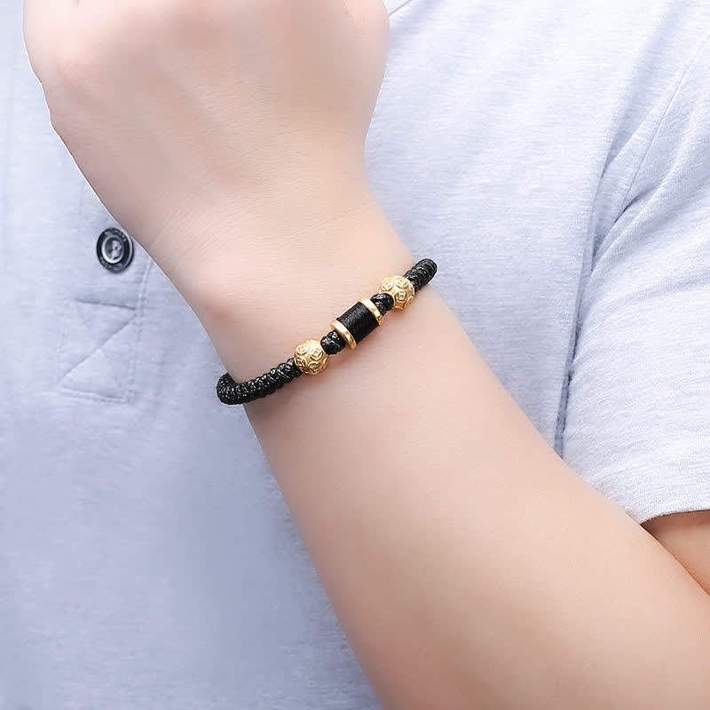 KarmaRipple's 999 Sterling Silver Bronze Coin Bead Bronze Balance Woven String Bracelet p14