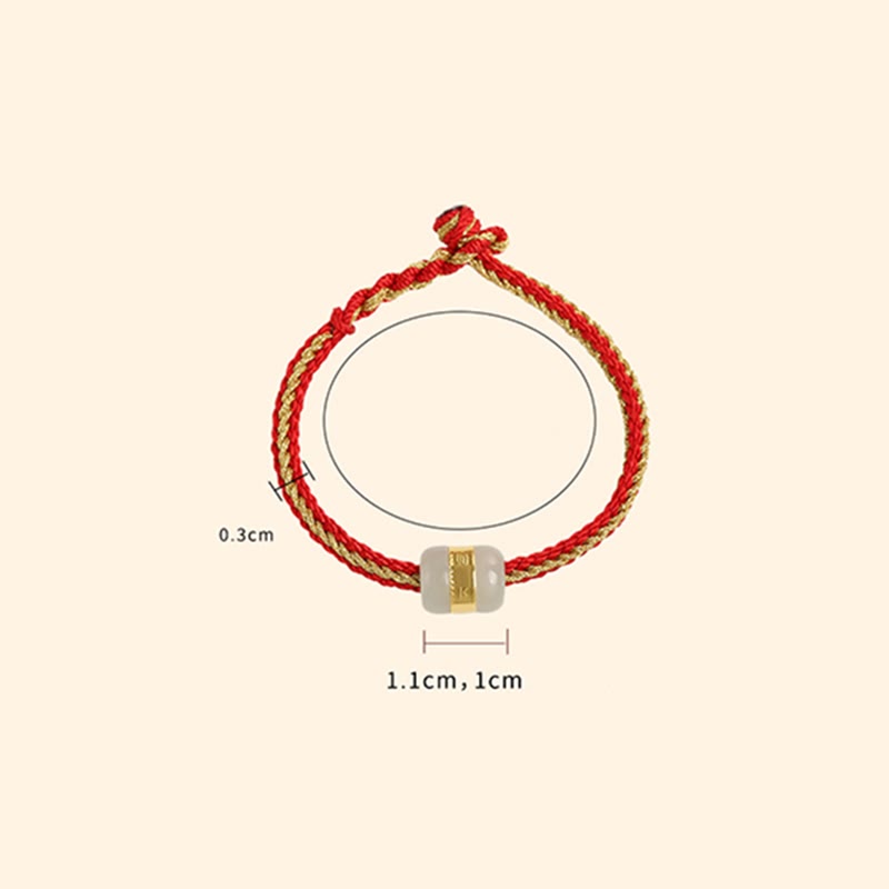 KarmaRipple's 999 Gold Hetian Ivory Jade Om Mani Padme Hum Fu Character Fortune Woven Bracelet p10