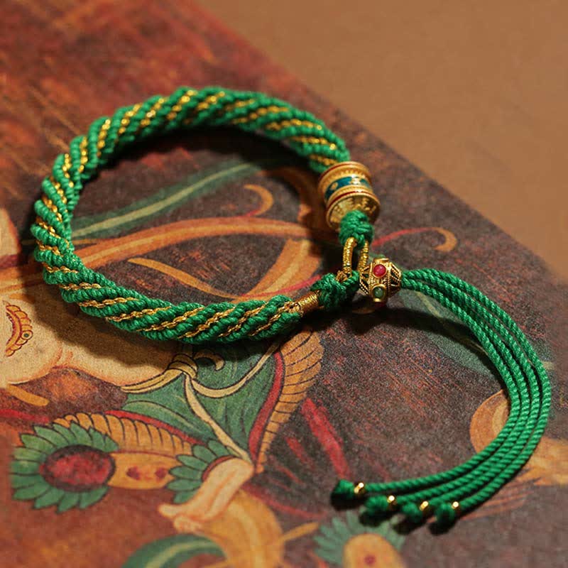 KarmaRipple's Tibetan Handmade Fortune Thangka Prayer Wheel Talisman Weave String Bracelet p21