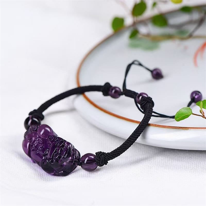 KarmaRipple's Authentic Obsidian Amethyst Citrine PiXiu Cooper Coin Wealth Bracelet p14