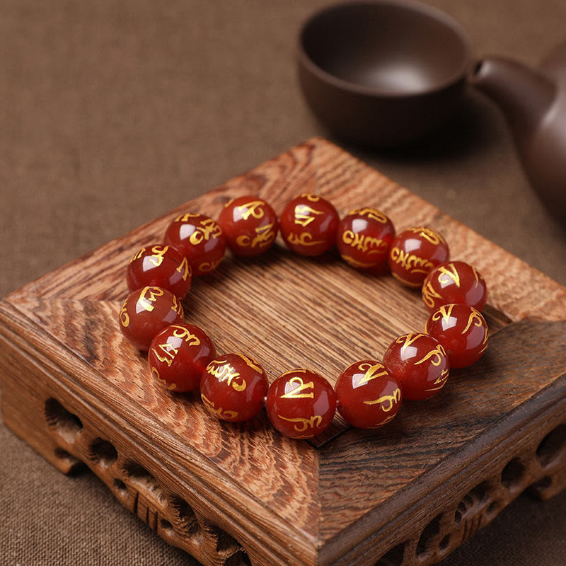 KarmaRipple's Tibet Ivory Gemstone Black Onyx Om Mani Padme Hum Meditation Bracelet p28