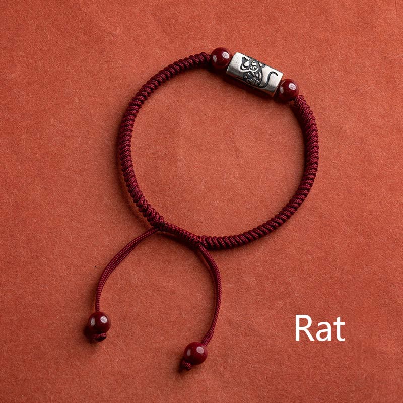 KarmaRipple's 925 Sterling Silver 12 Chinese Zodiac Cinnabar String Bracelet p1