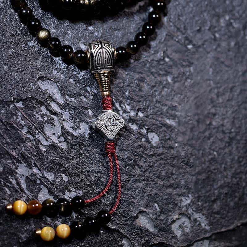 KarmaRipple's 108 Mala Beadwork Gold Sheen Obsidian Tiger Eye Eagle's Eye Stone Wealth Bracelet p11