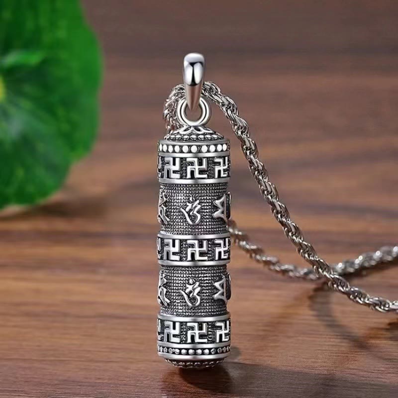 KarmaRipple's Om Mani Padme Hum Swastika Twisted Chain Wisdom Pendant Necklace p1