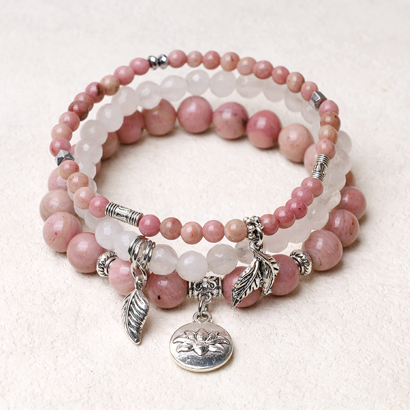 KarmaRipple's 3PCS Authentic Quartz Gemstone Beaded Balancing Energy Lotus Bracelet p18