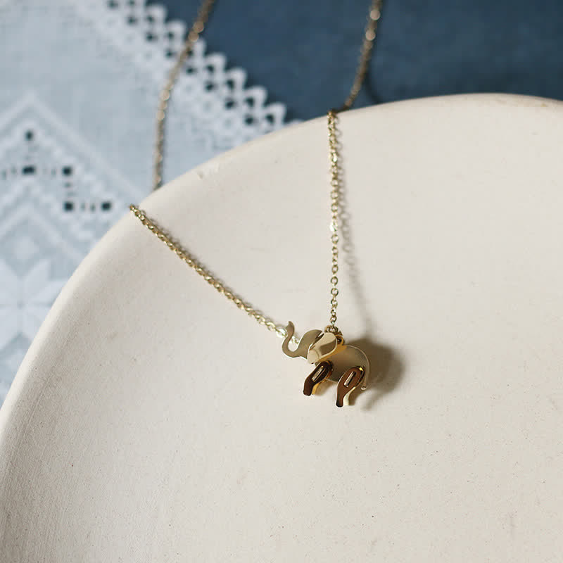 KarmaRipple's Elephant Titanium Steel Fortune Pendant Chain Necklace p2
