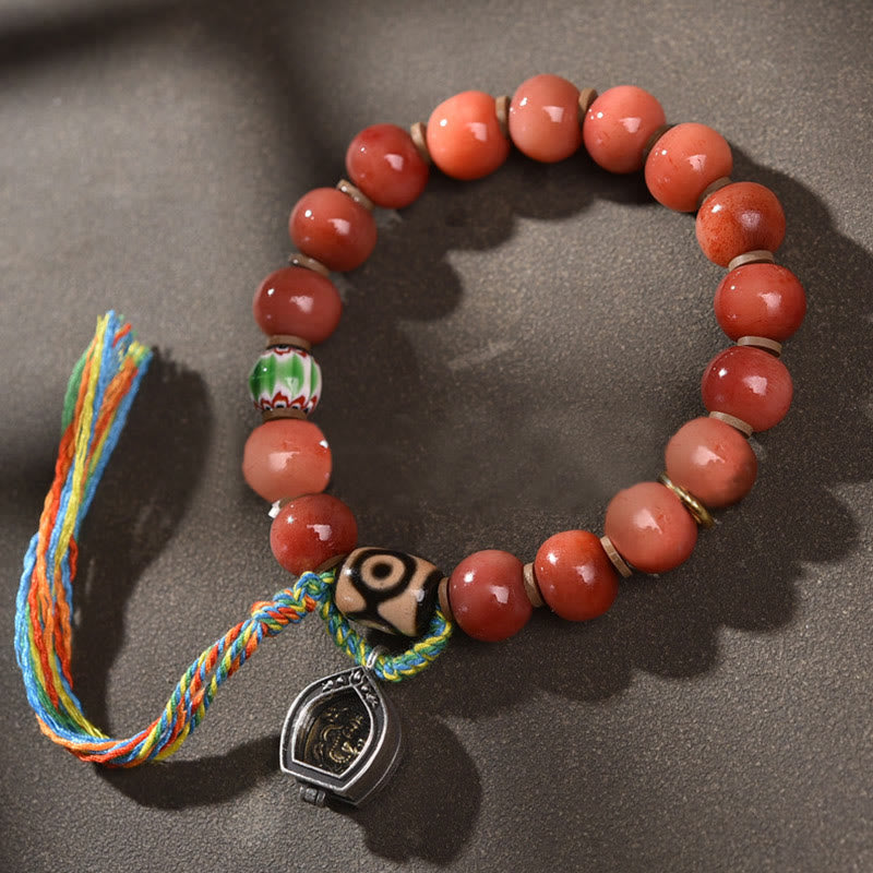 KarmaRipple's Tibetan Authentic Camel Bone Dzi Bead Bodhi Seed Talisman Fortune Bracelet p1