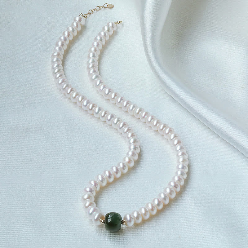 KarmaRipple's 925 Sterling Silver Authentic Pearl Hetian Jade Aquamarine Wisdom Sincerity Pendant Necklace Bracelet p4