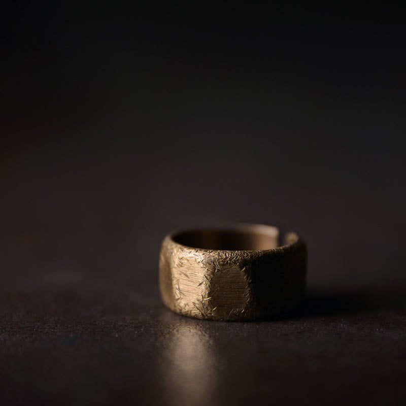 KarmaRipple's Tibetan Simple Design Bronze Brass Frosted Wealth Ring p23