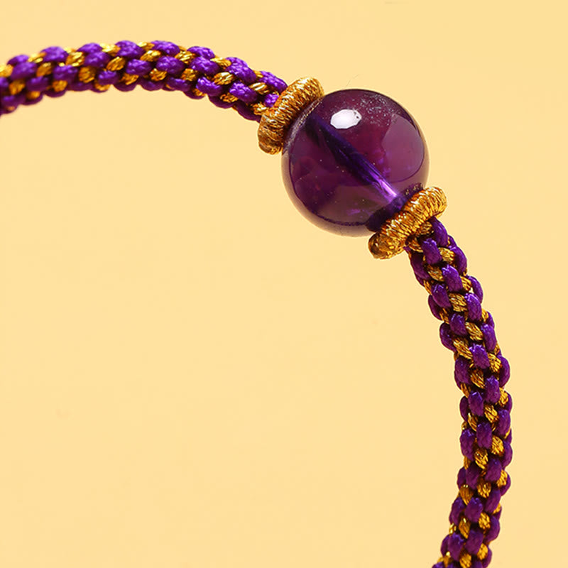 KarmaRipple's Handmade Red Agate Amethyst Golden Rutilated Quartz Pink Gemstone Bead Calm Woven Bracelet p22