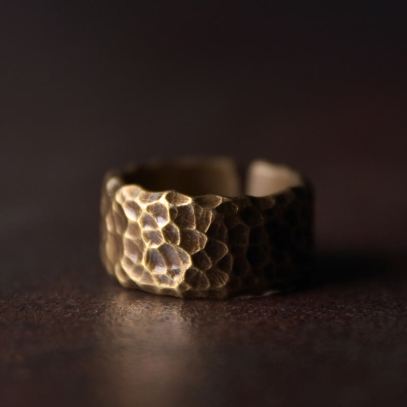 KarmaRipple's Tibetan Bump Texture Design Bronze Brass Fortune Ring p3