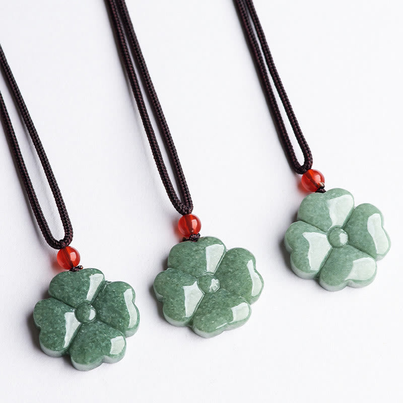 KarmaRipple's Authentic Fortunate Four Leaf Clover Jade Prosperity Pendant Necklace p7